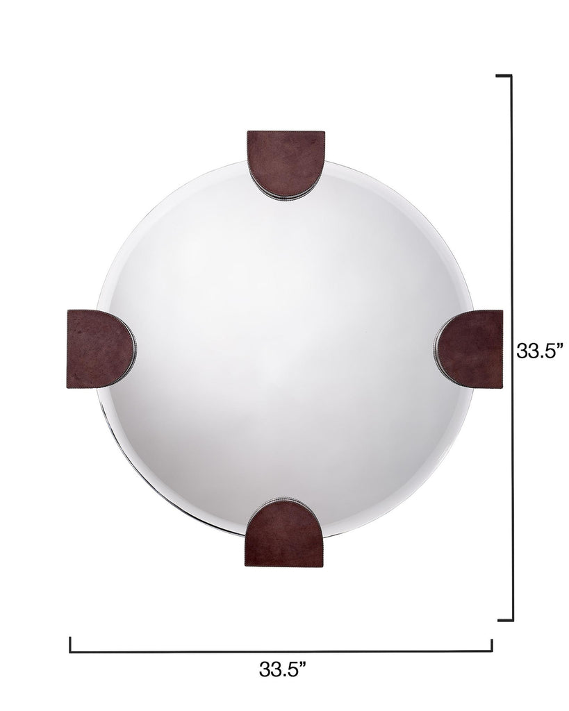 Jamie Young Quadrant Leather Round Wall Mirror