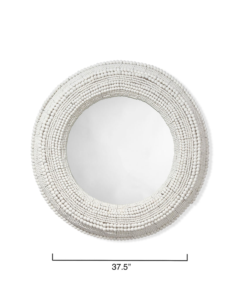 Jamie Young Strand Wood Beaded Round Mirror, White