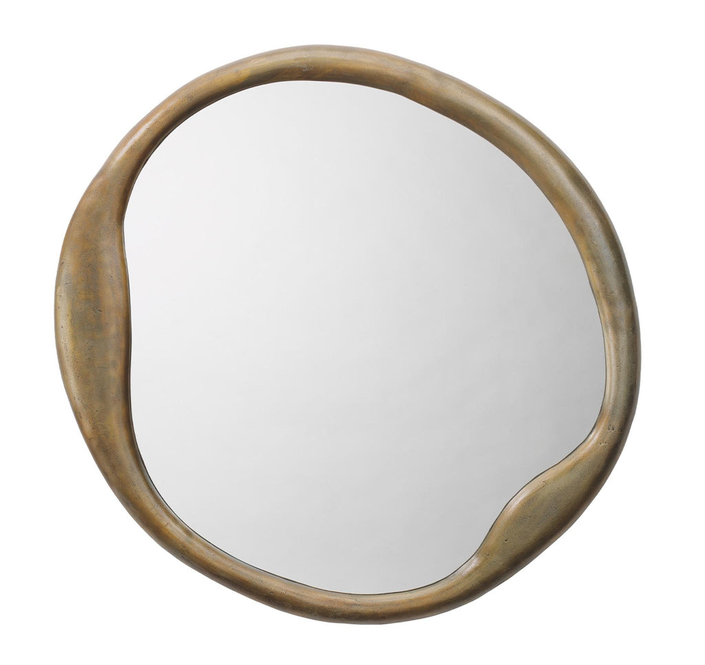 DecoratorsBest Organic Metal Round Mirror, Antique Brass