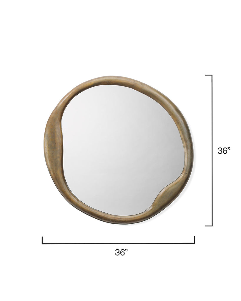 DecoratorsBest Organic Metal Round Mirror, Antique Brass