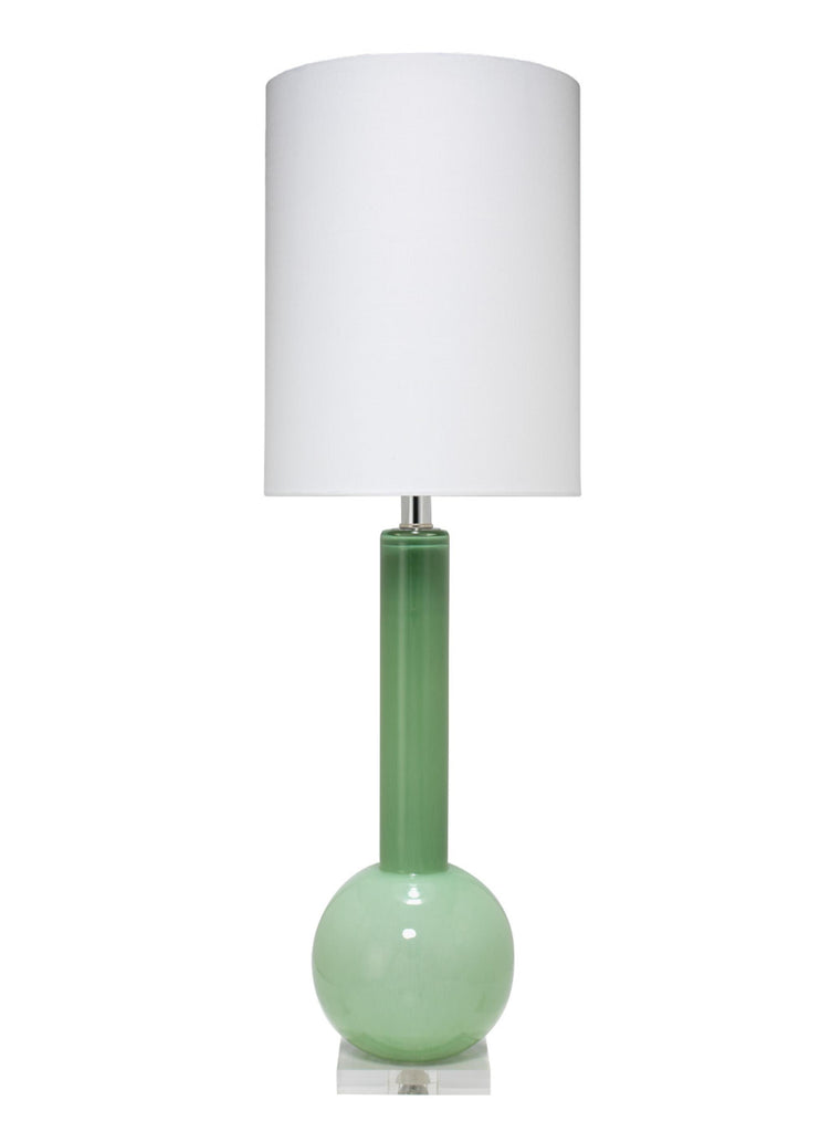 DecoratorsBest Studio Table Lamp, Leaf Green Glass With Tall Thin Drum Shade, Green