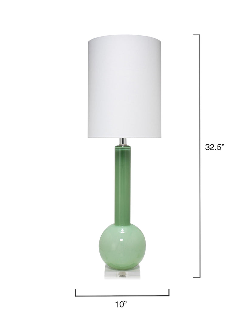 DecoratorsBest Studio Table Lamp, Leaf Green Glass With Tall Thin Drum Shade, Green