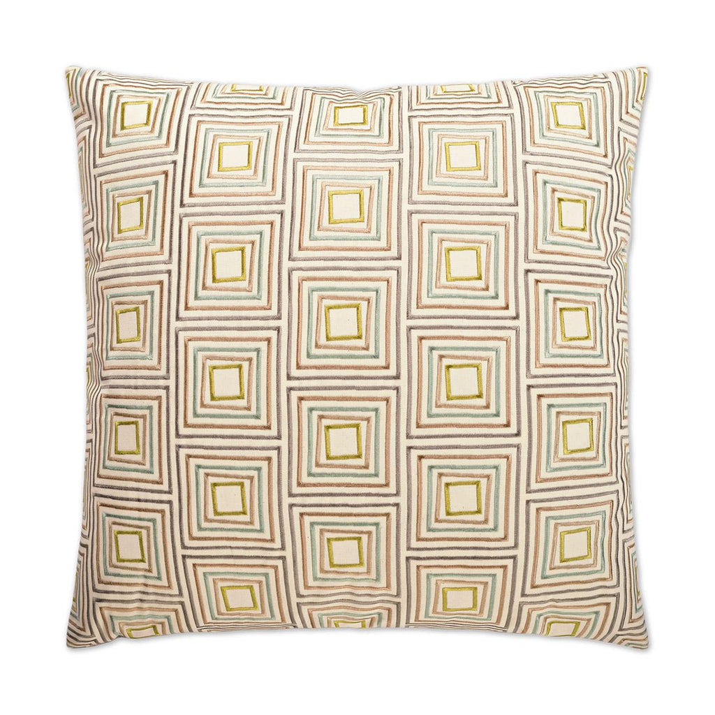 D.V. Kap Home Squared Off Embroidery, Geometric 24" x 24" Pillow Cover