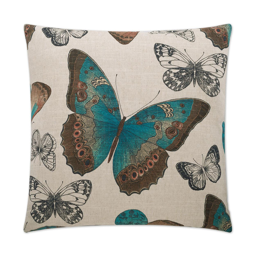 D.V. Kap Home Madame Butterfly Turquoise 24" x 24" Pillow Cover