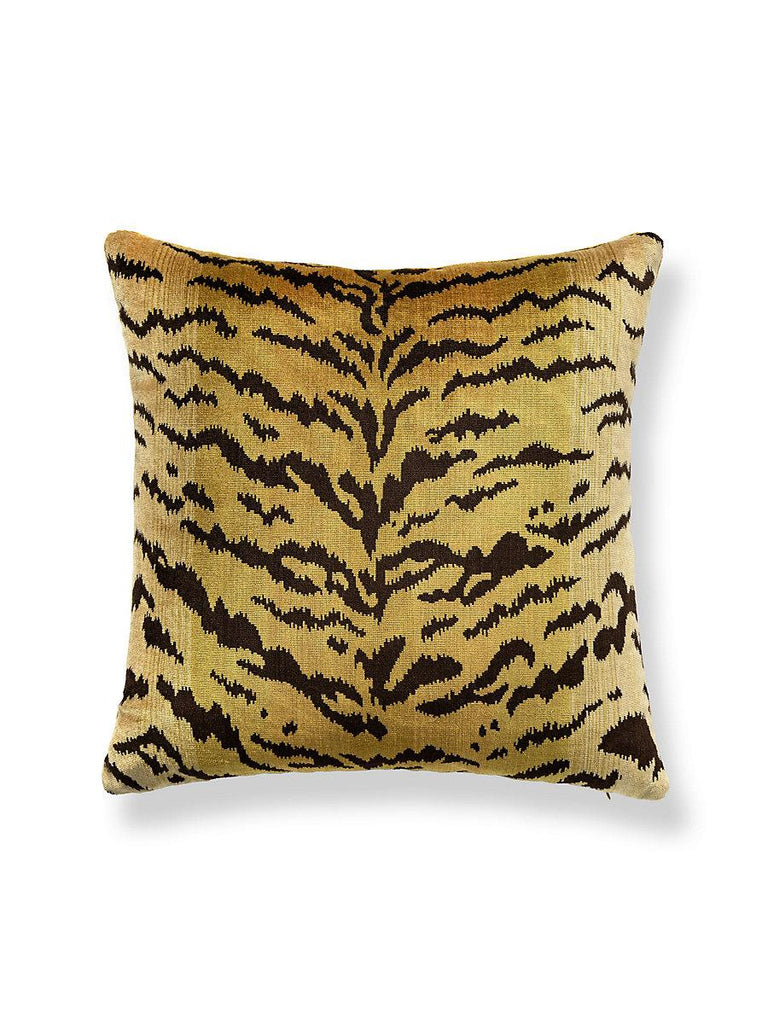 Scalamandre Tigre - Silk Square Ivory, Gold & Black / Gilt Pillow