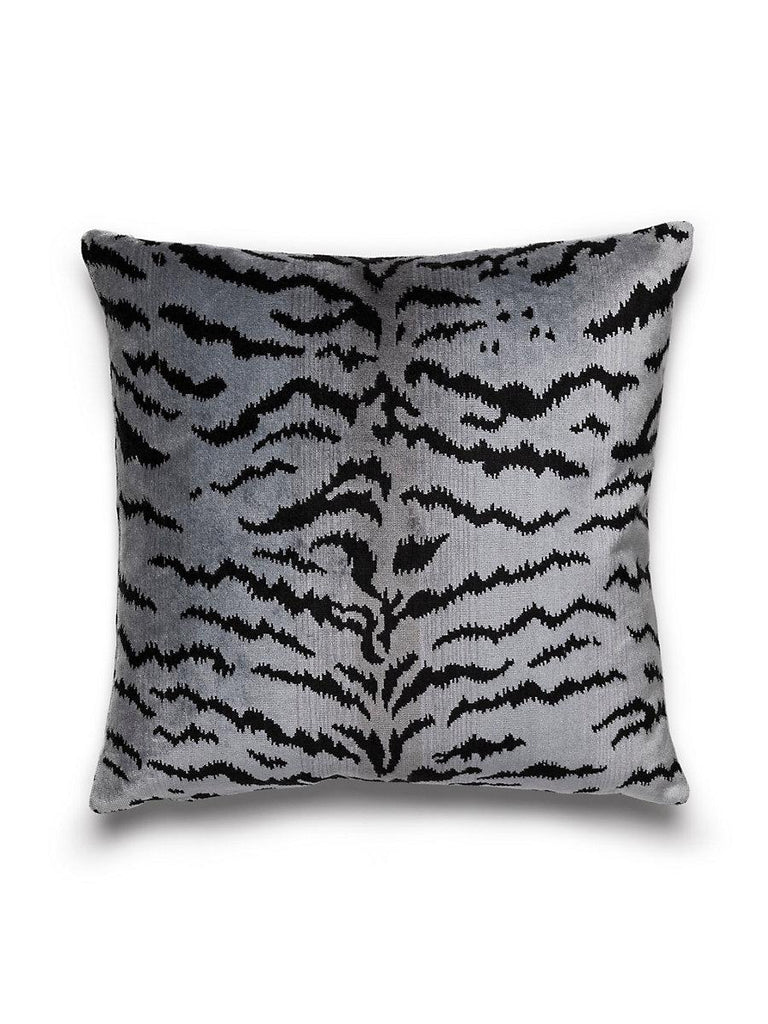 Scalamandre Tigre/Velvet Silver & Black / Anthracite Pillow