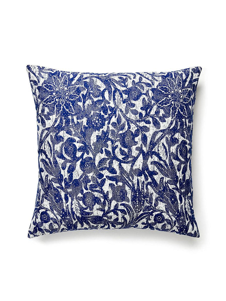 Scalamandre Bali Floral Outdoor Ultramarine Pillow