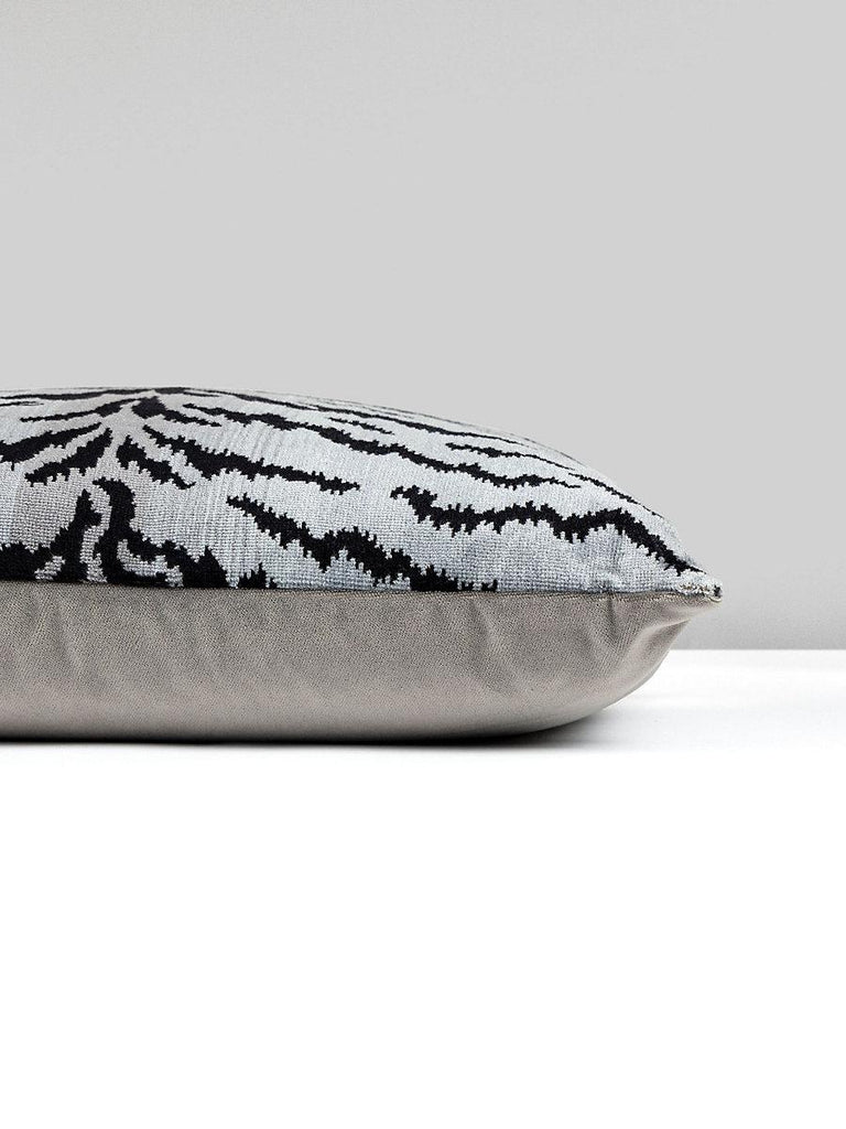 Scalamandre Tigre/Velvet Silver & Black / Grey Flannel Pillow