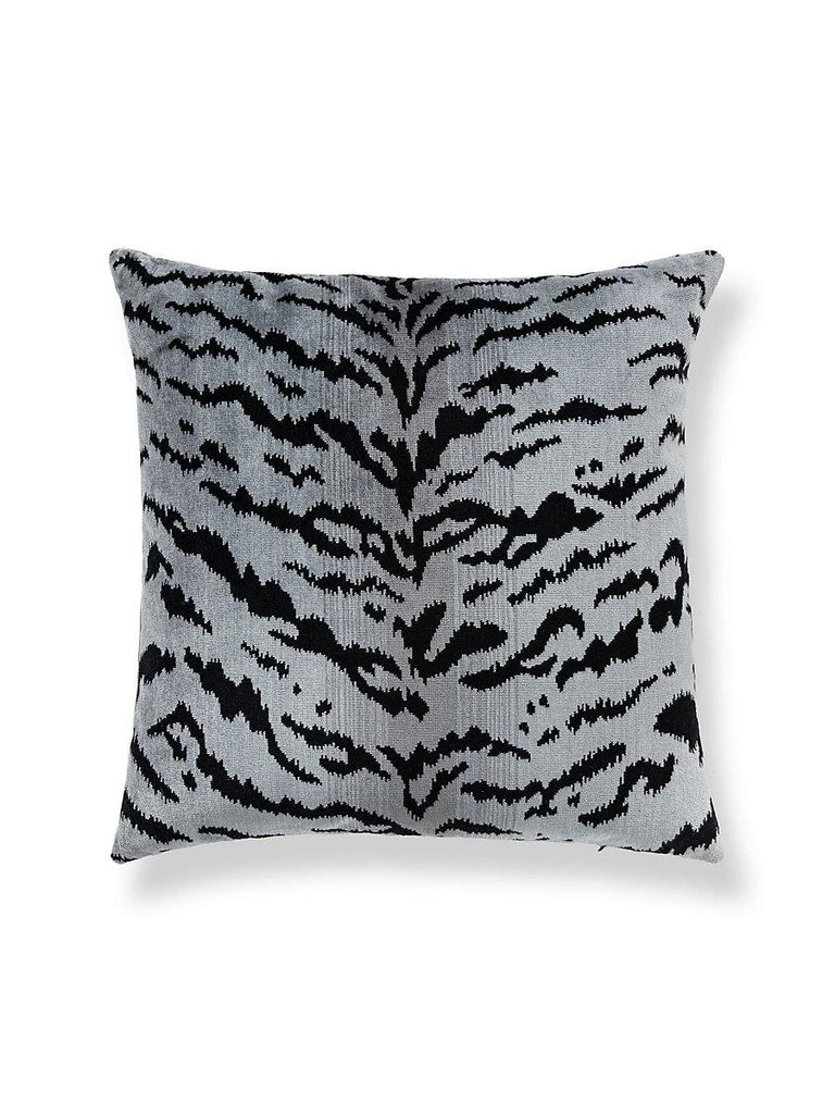 Scalamandre Tigre/Velvet Silver & Black / Grey Flannel Pillow