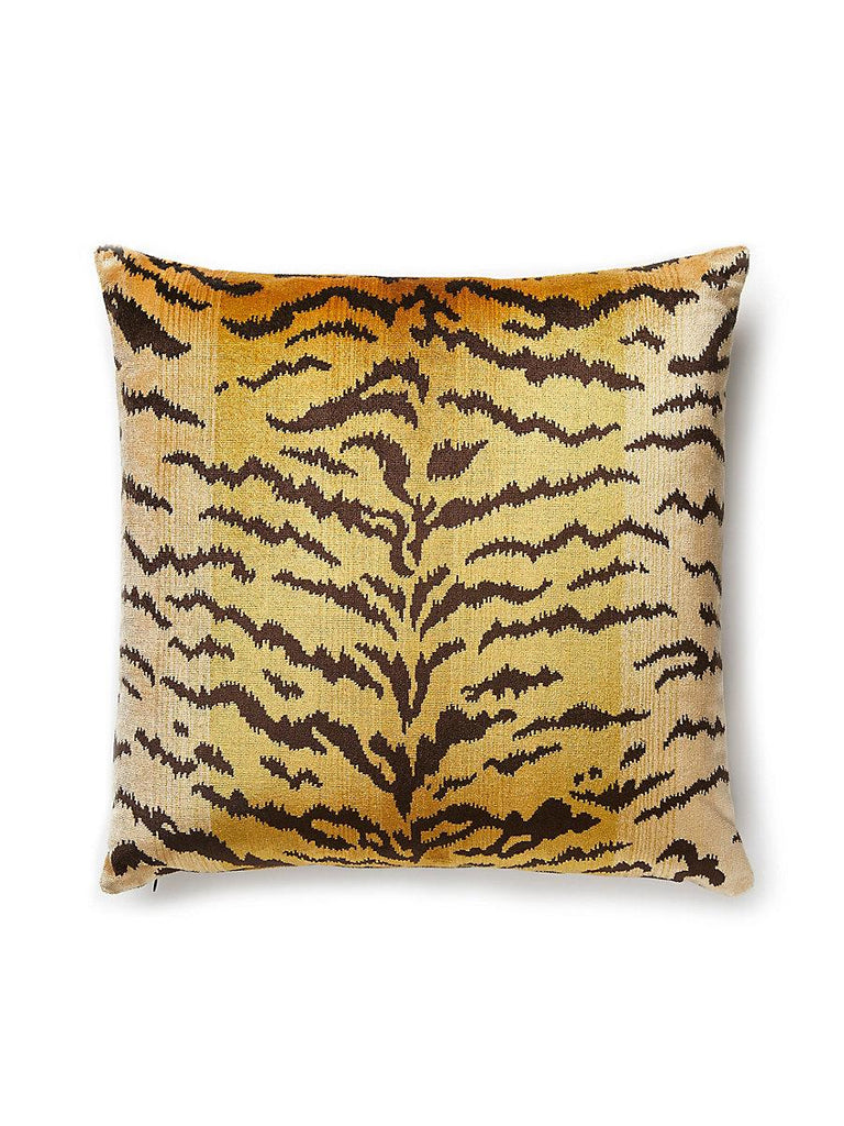 Scalamandre Tigre/Velvet Ivory, Gold & Black/Anthracite Pillow