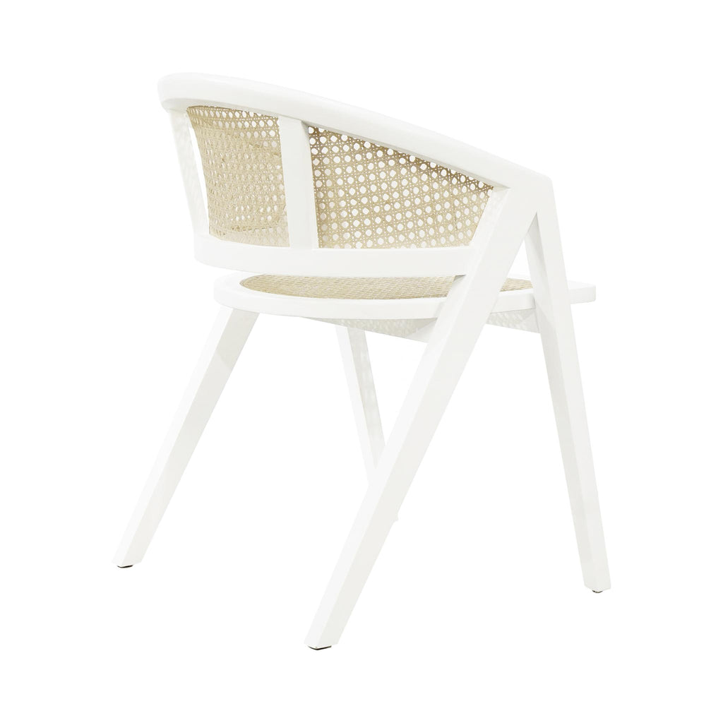 Worlds Away CANE BARREL BACK DINING CHAIR IN MATTE WHITE LACQUER