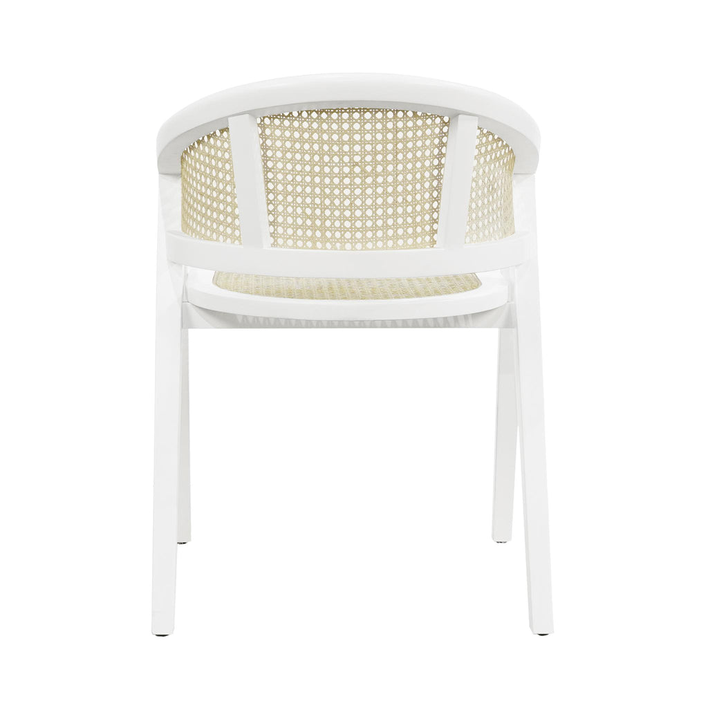 Worlds Away CANE BARREL BACK DINING CHAIR IN MATTE WHITE LACQUER