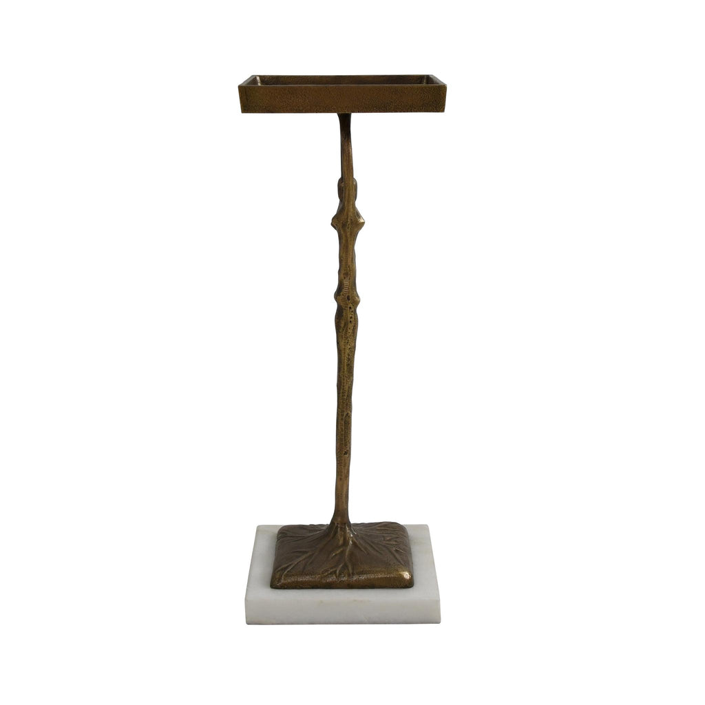 Worlds Away SCULPTURAL CIGAR TABLE IN ANTIQUE BRASS WITH MARBLE BASE