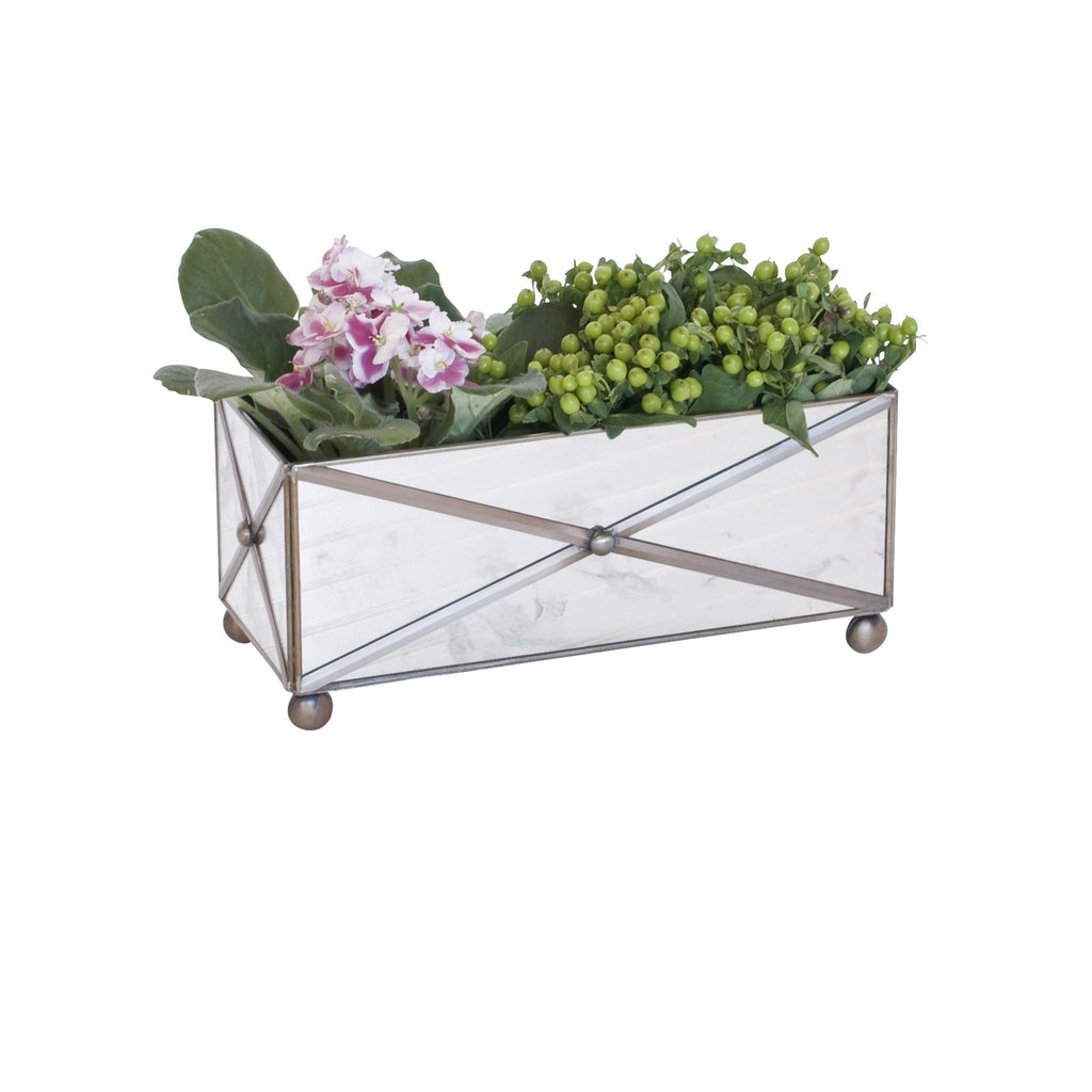 Worlds Away RECT XHATCH ANT MIR PLANTER