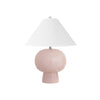 Worlds Away Bulb Shape Ceramic Table Lamp With White Linen Coolie Shade In Blush