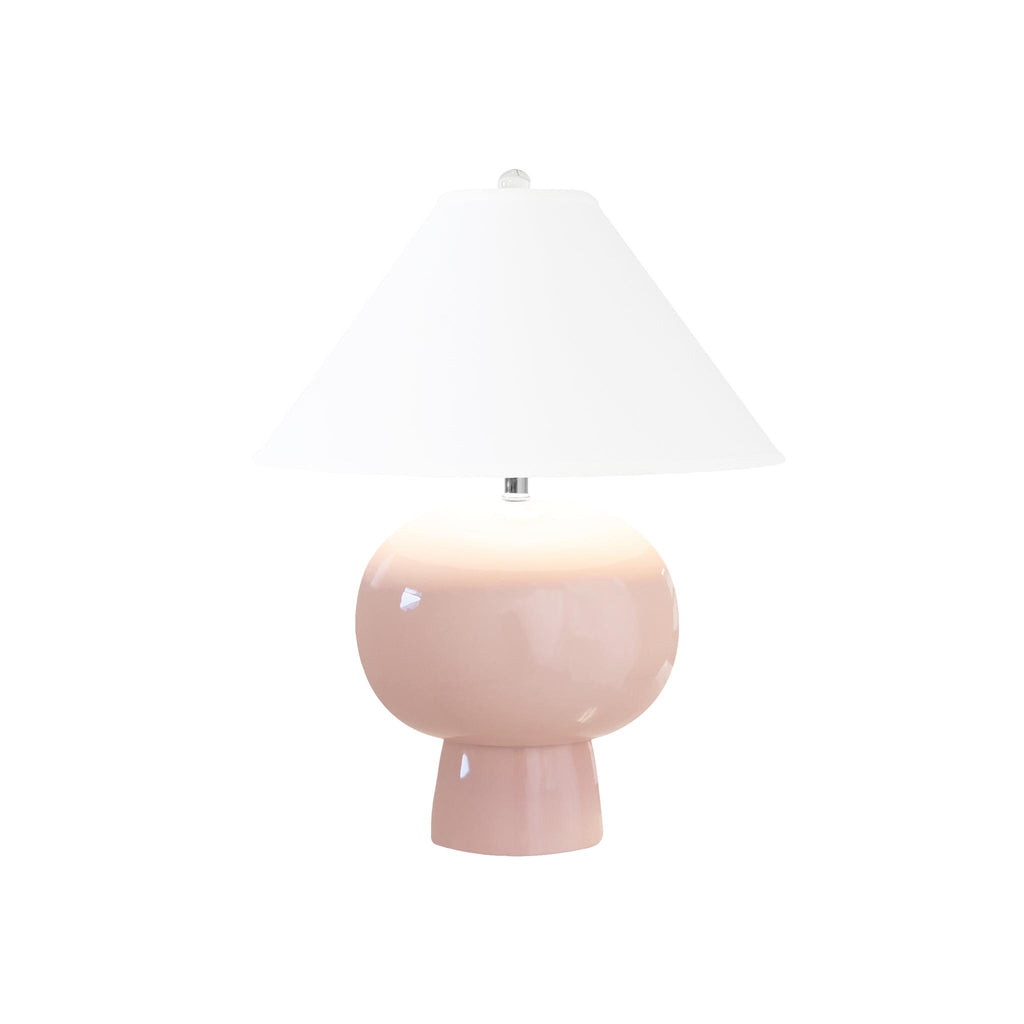 Worlds Away BULB SHAPE CERAMIC TABLE LAMP WITH WHITE LINEN COOLIE SHADE IN BLUSH