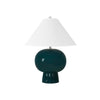 Worlds Away Bulb Shape Ceramic Table Lamp With White Linen Coolie Shade In Teal Green