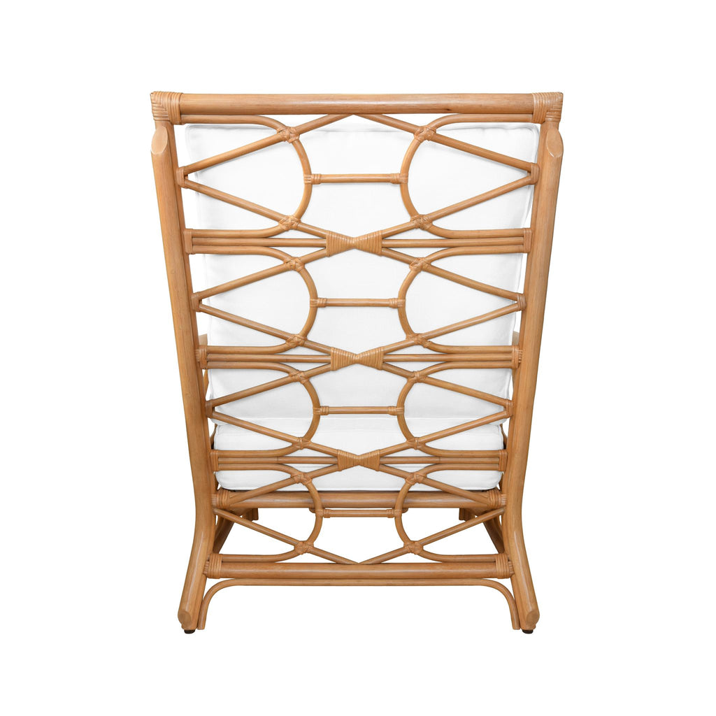 Worlds Away RATTAN CLUB CHAIR WITH IVORY LINEN CUSHION