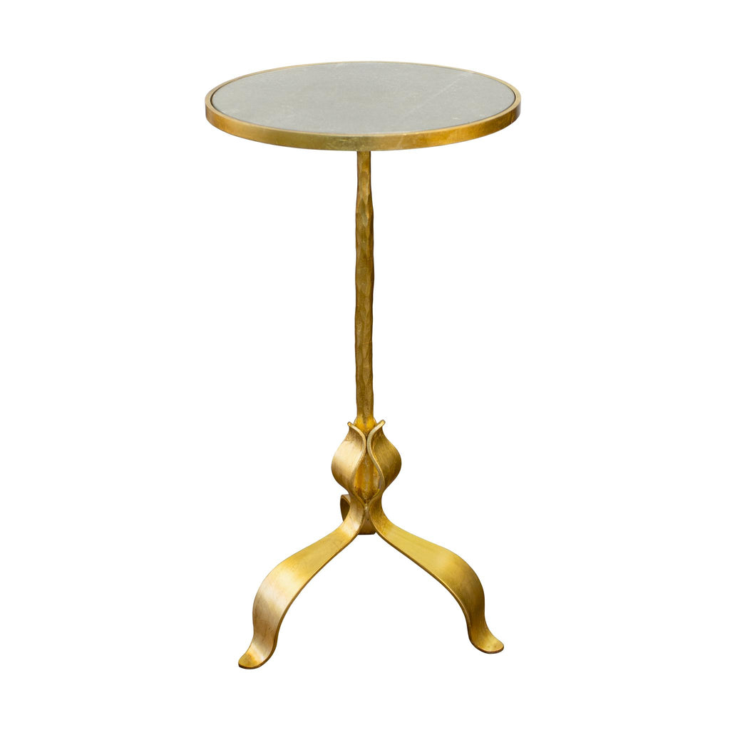 Worlds Away ROUND CIGAR TABLE WITH LEAF LEG DETAIL IN GOLD LEAF_x000D_