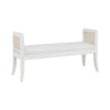 Worlds Away Square Edge Bamboo Detail Bench With Cane Sides In Matte White Lacquer