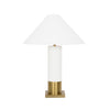 Worlds Away Brushed Brass Base Table Lamp With White Linen Coolie Shade In White Lacquer_X000D_