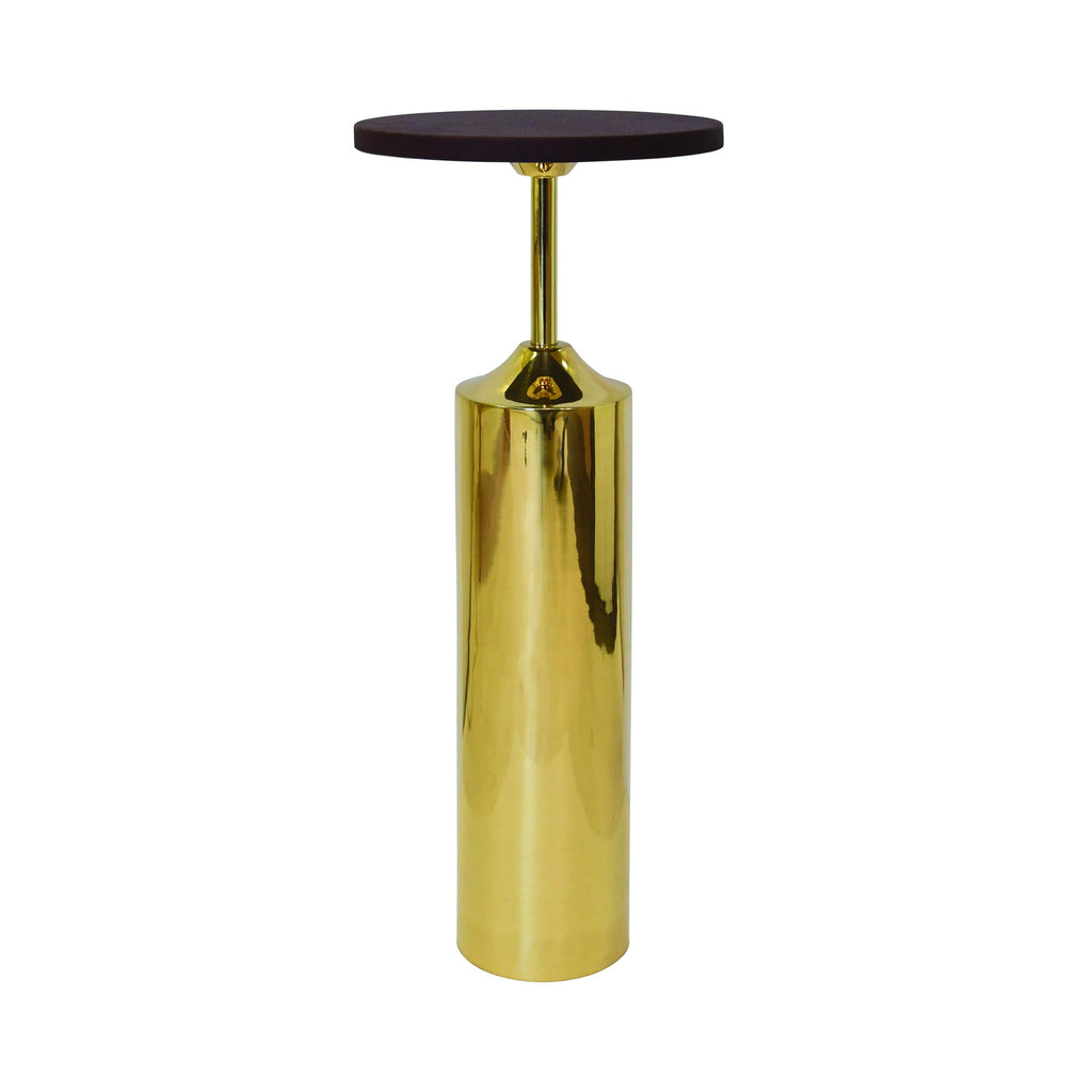 Worlds Away BRASS BASE CIGAR TABLE WITH ROUND LEATHER TOP