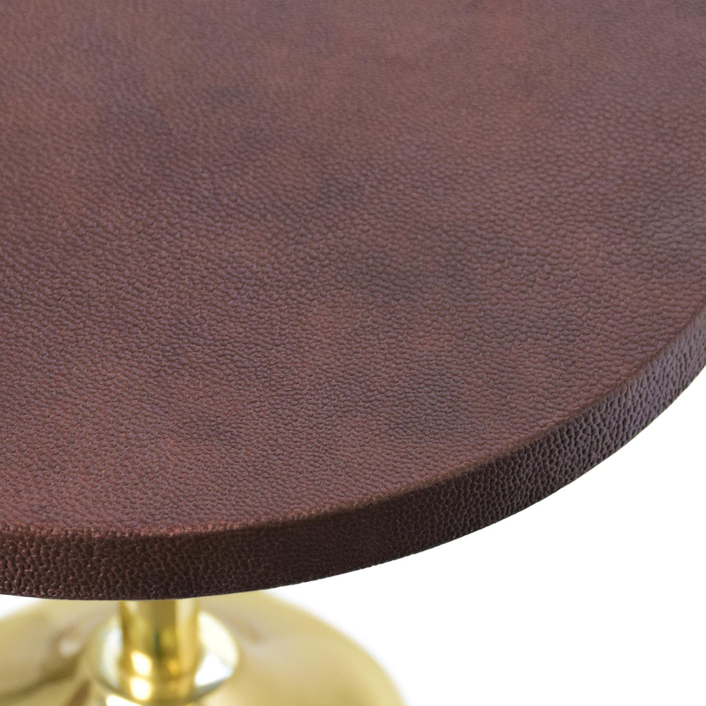 Worlds Away BRASS BASE CIGAR TABLE WITH ROUND LEATHER TOP