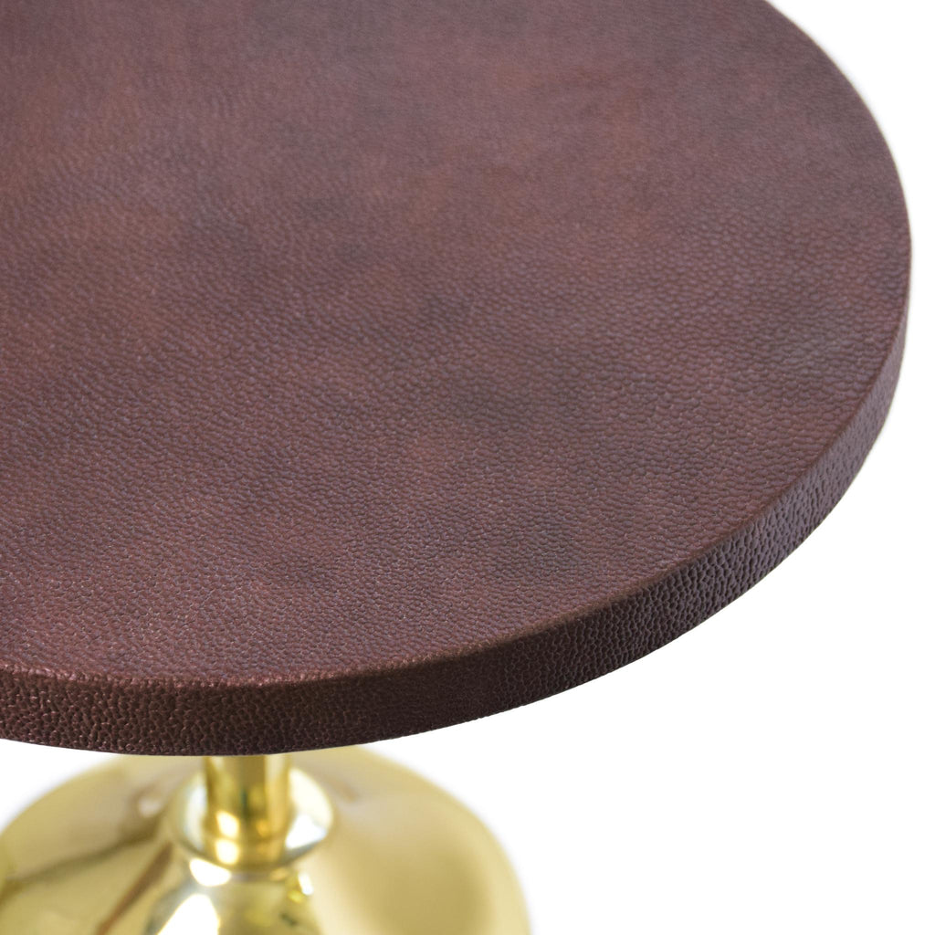 Worlds Away BRASS BASE CIGAR TABLE WITH ROUND LEATHER TOP