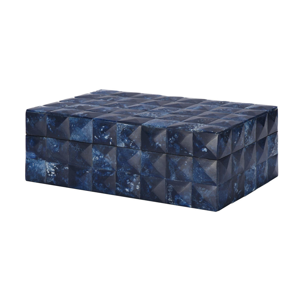 Worlds Away DECORATIVE BOX FEAT. BONE TILES IN DARK BLUE PYRAMID