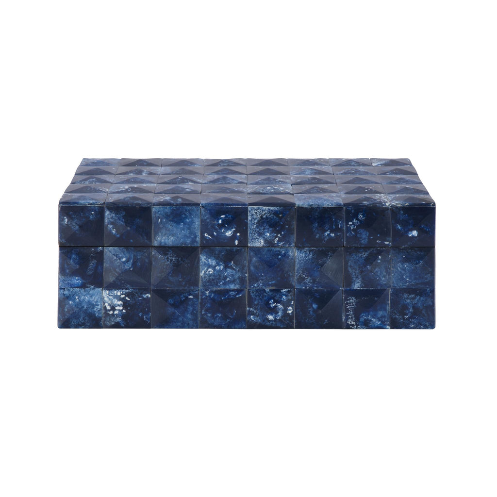 Worlds Away DECORATIVE BOX FEAT. BONE TILES IN DARK BLUE PYRAMID