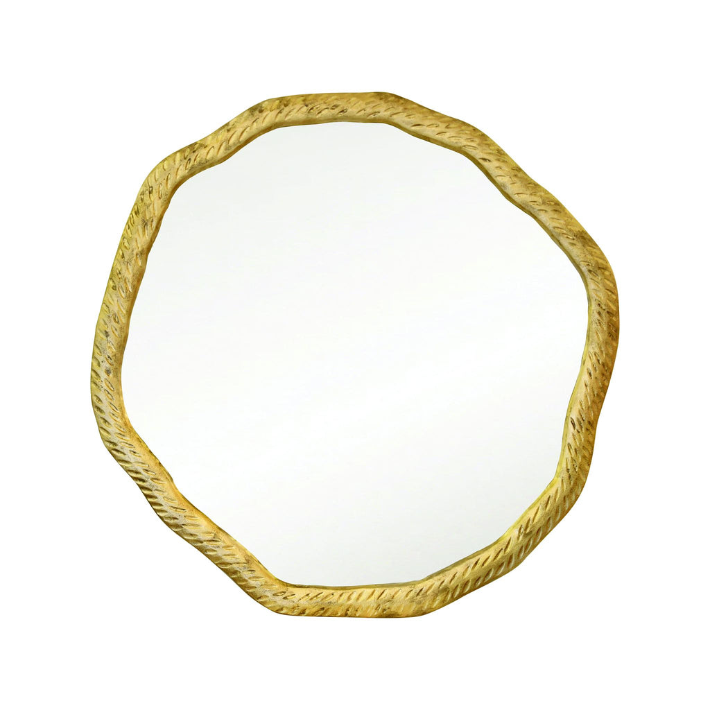 Worlds Away ROUND METAL MIRROR WITH ORGANIC TEXTURED ANTIQUE BRASS FRAME