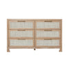 Worlds Away Six Drawer Cane Front Chest With Brass Hardware In Cerused Oak Finish