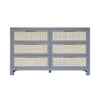 Worlds Away Six Drawer Cane Front Chest With Brass Hardware In Matte Grey Lacquer Finish