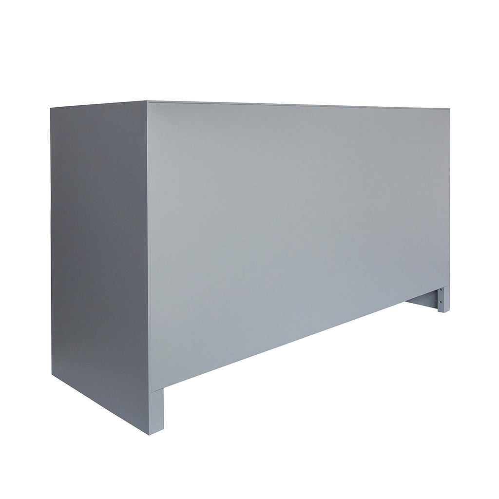 Worlds Away SIX DRAWER CANE FRONT CHEST WITH BRASS HARDWARE IN MATTE GREY LACQUER FINISH