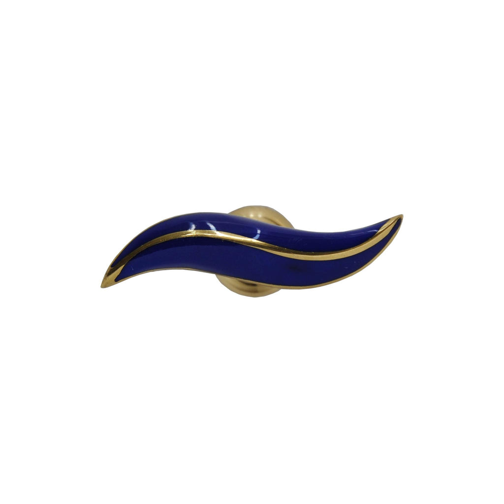 Worlds Away RESIN HORN SHAPE HANDLE WITH BRASS DETAIL IN BLUE