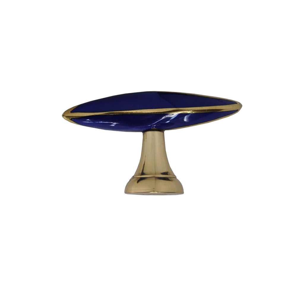 Worlds Away RESIN HORN SHAPE HANDLE WITH BRASS DETAIL IN BLUE