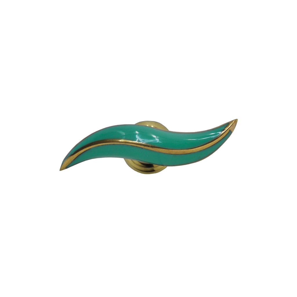 Worlds Away RESIN HORN SHAPE HANDLE WITH BRASS DETAIL IN TEAL