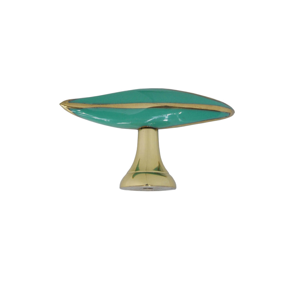 Worlds Away RESIN HORN SHAPE HANDLE WITH BRASS DETAIL IN TEAL