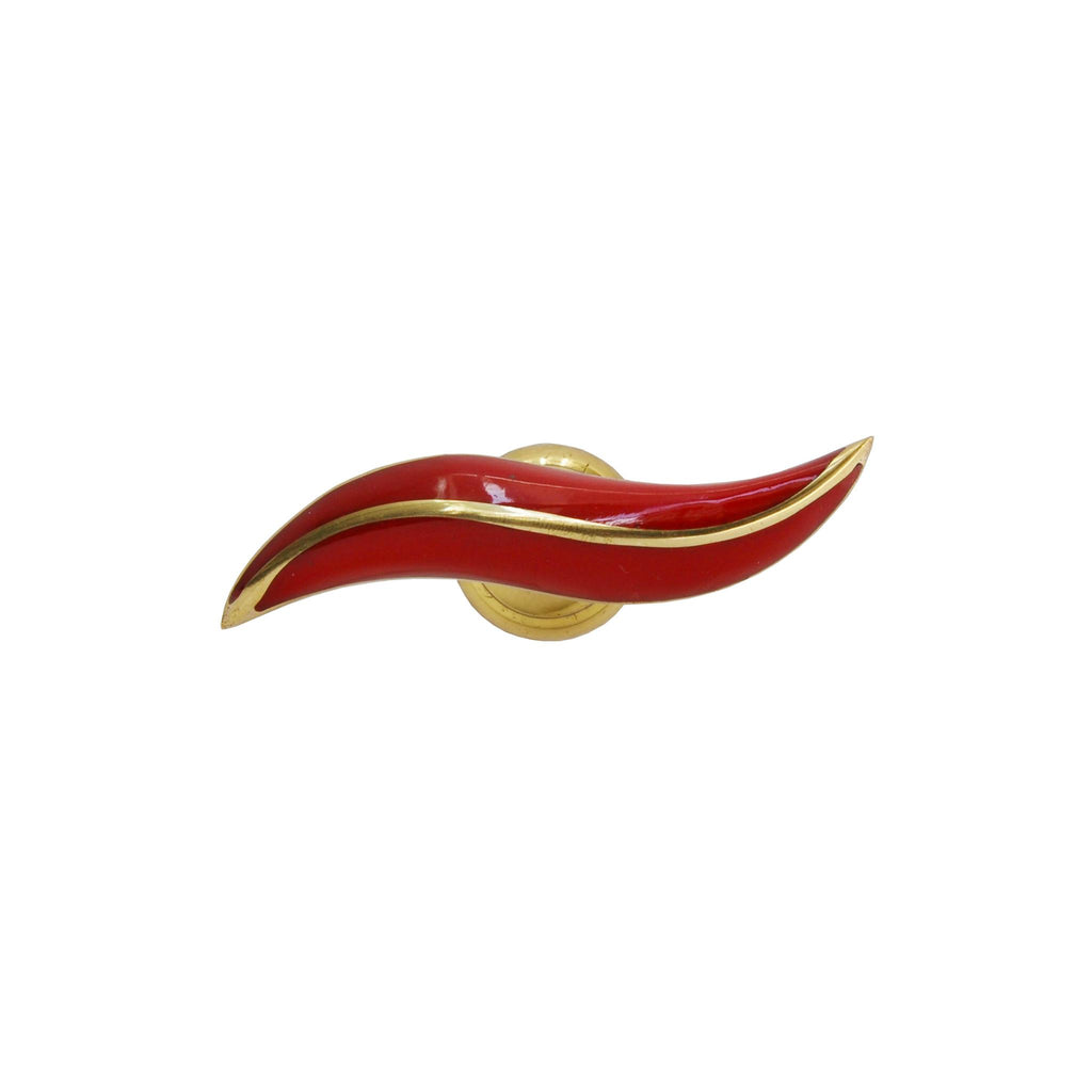 Worlds Away RESIN HORN SHAPE HANDLE WITH BRASS DETAIL IN RED