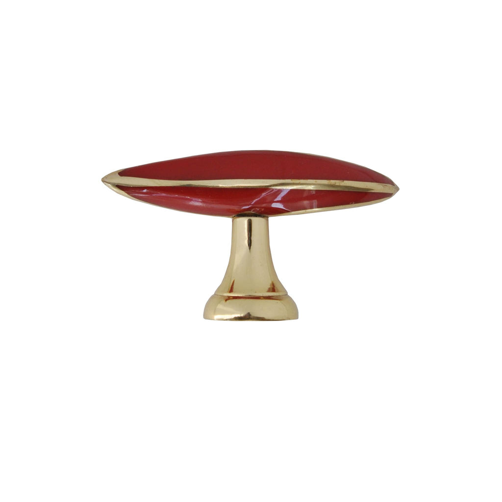 Worlds Away RESIN HORN SHAPE HANDLE WITH BRASS DETAIL IN RED