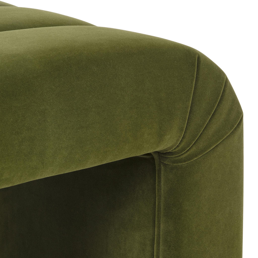 Worlds Away HORIZONTAL CHANNELED STOOL IN OLIVE GREEN VELVET