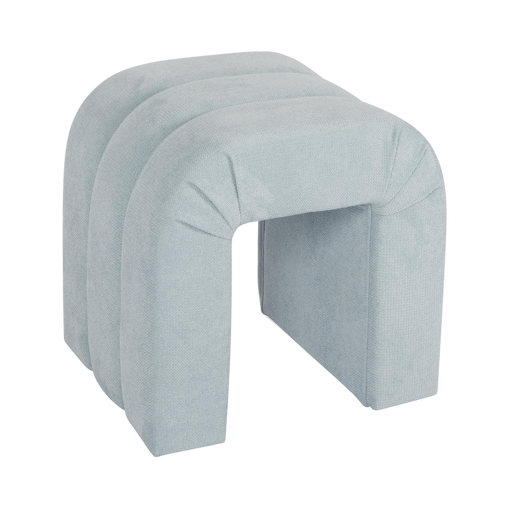 Worlds Away HORIZONTAL CHANNELED STOOL IN PERFORMANCE LIGHT BLUE CHENILLE