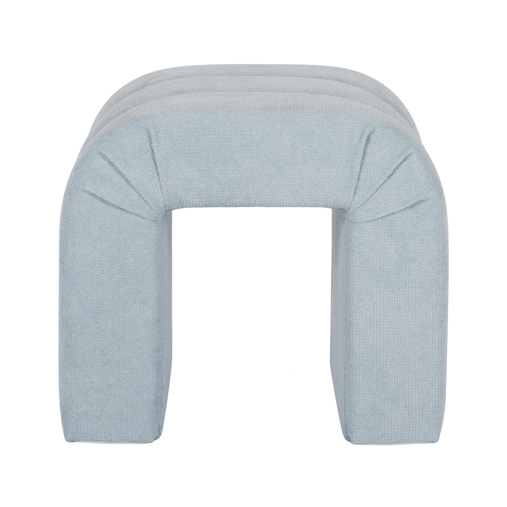 Worlds Away HORIZONTAL CHANNELED STOOL IN PERFORMANCE LIGHT BLUE CHENILLE