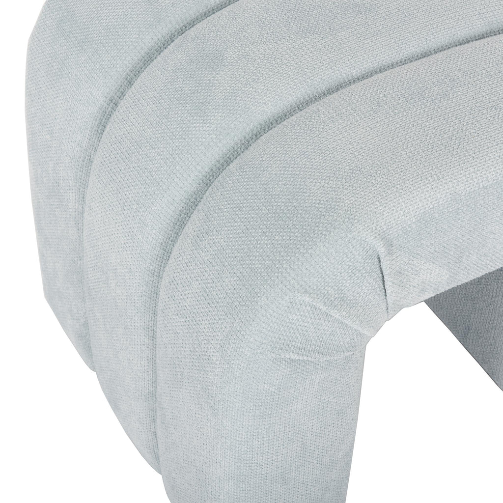 Worlds Away HORIZONTAL CHANNELED STOOL IN PERFORMANCE LIGHT BLUE CHENILLE