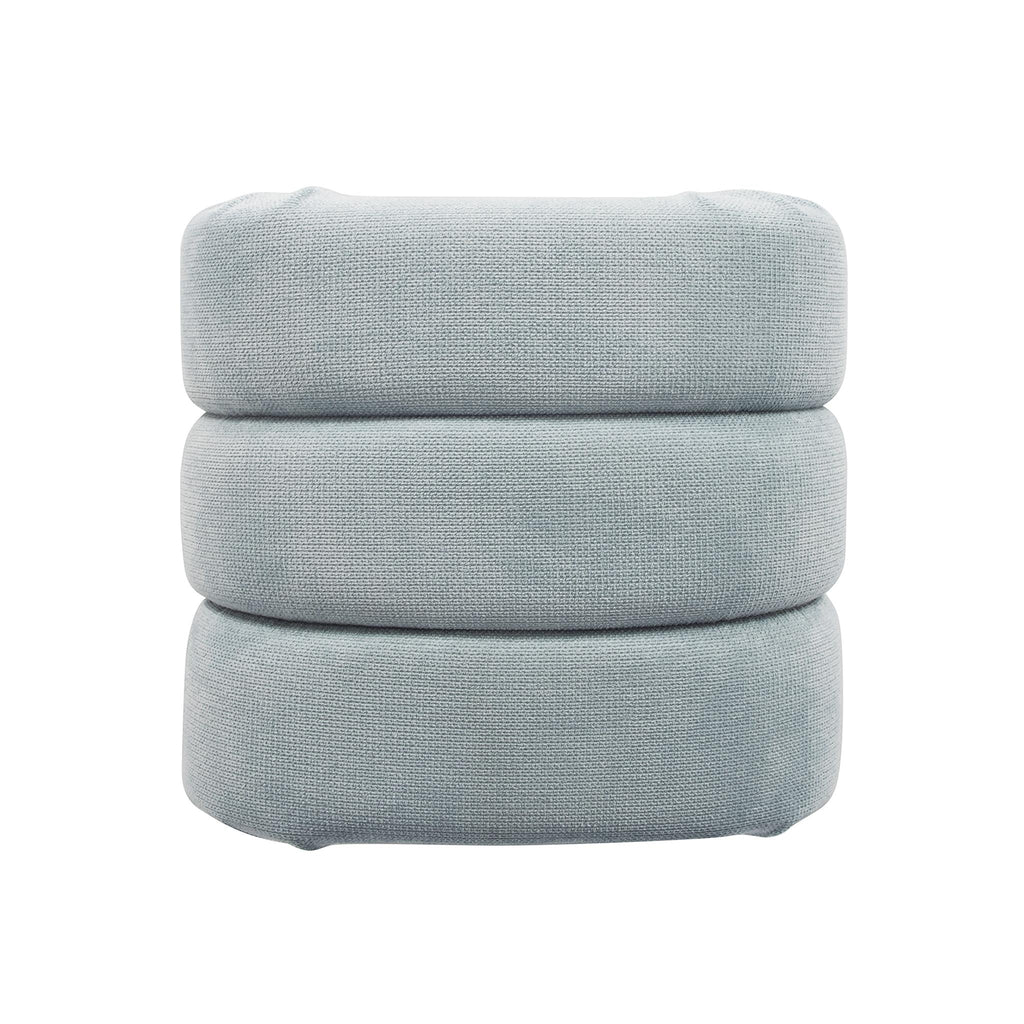 Worlds Away HORIZONTAL CHANNELED STOOL IN PERFORMANCE LIGHT BLUE CHENILLE