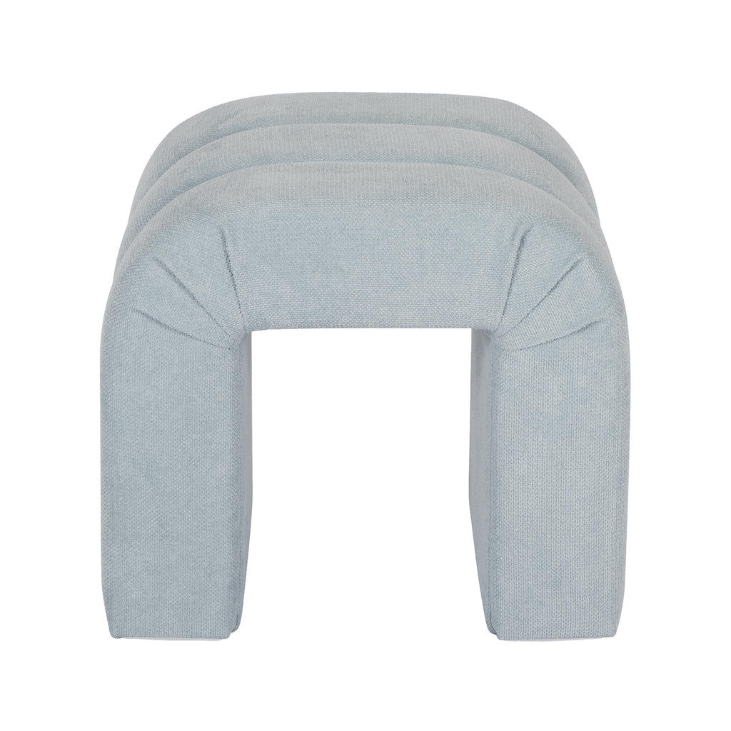 Worlds Away HORIZONTAL CHANNELED STOOL IN PERFORMANCE LIGHT BLUE CHENILLE