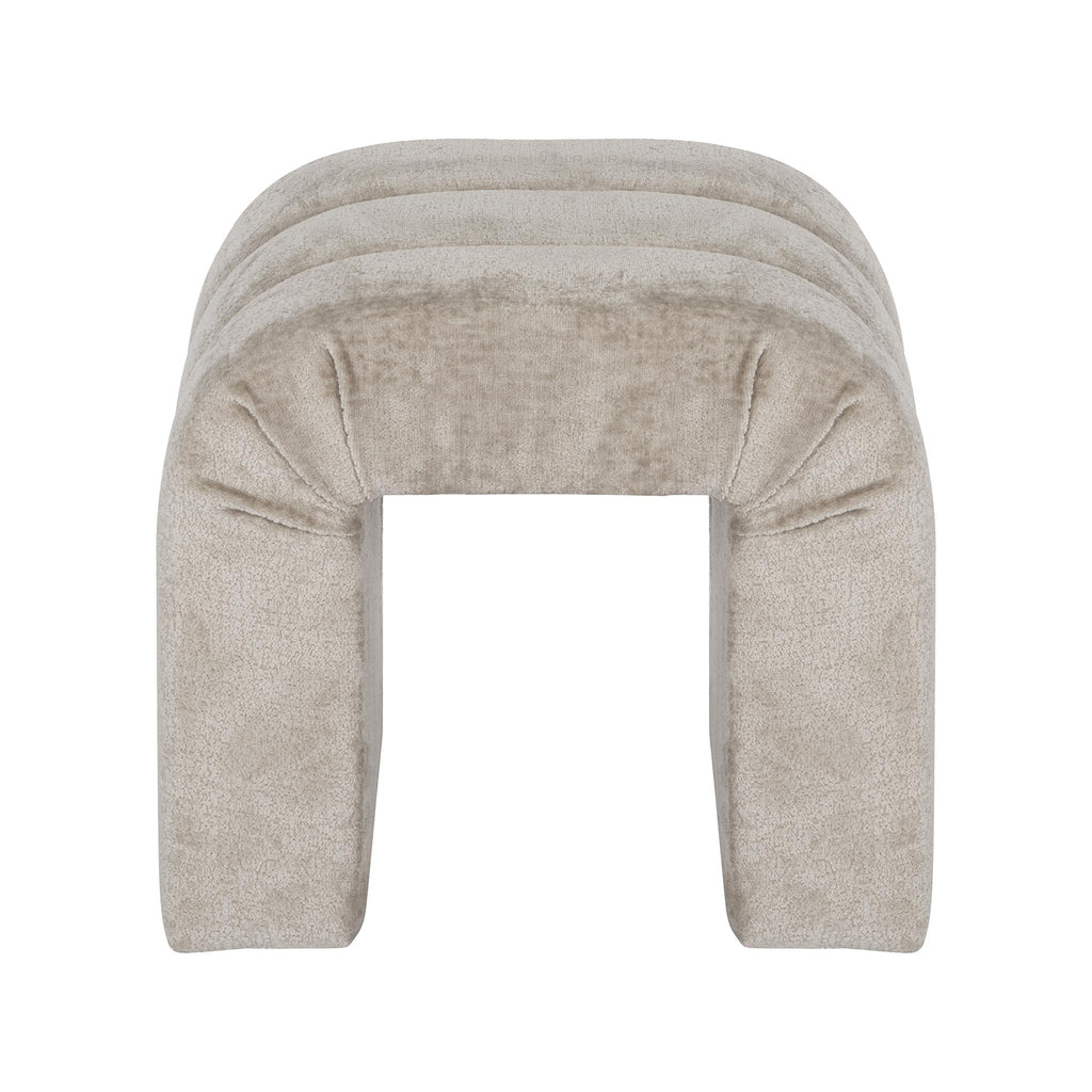 Worlds Away HORIZONTAL CHANNELED STOOL IN TAUPE TEXTURED CHENILLE