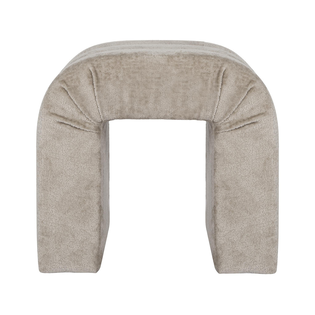 Worlds Away HORIZONTAL CHANNELED STOOL IN TAUPE TEXTURED CHENILLE