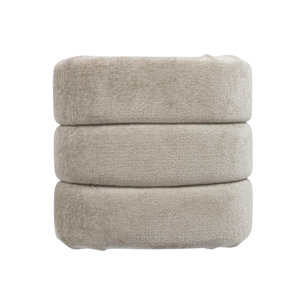 Worlds Away HORIZONTAL CHANNELED STOOL IN TAUPE TEXTURED CHENILLE