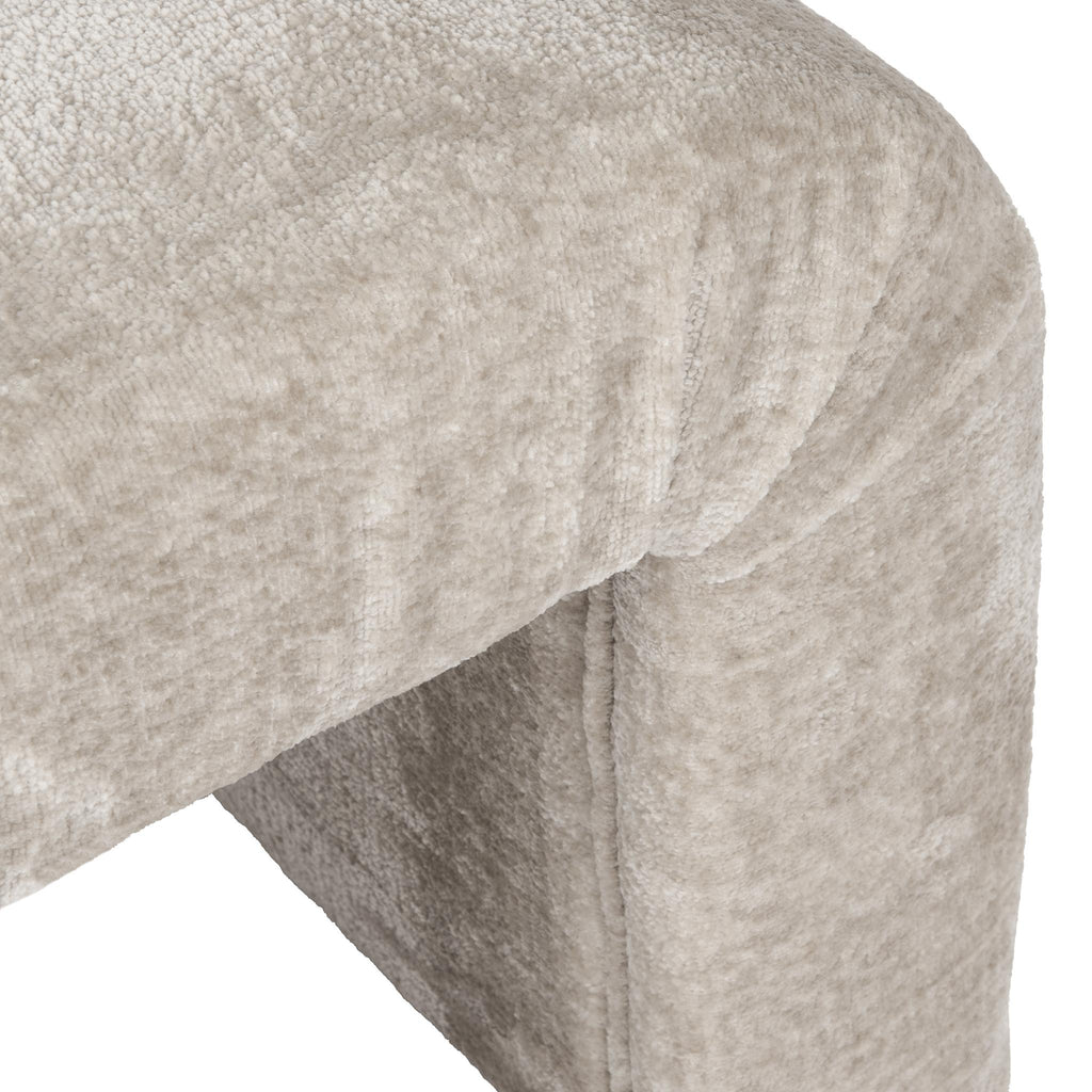 Worlds Away HORIZONTAL CHANNELED STOOL IN TAUPE TEXTURED CHENILLE